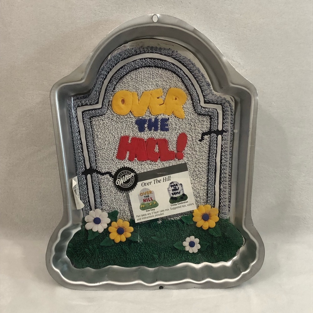 Vintage 1995 Wilton Over The Hill Tombstone Birthday Cake Pan Mold Sheet Tray